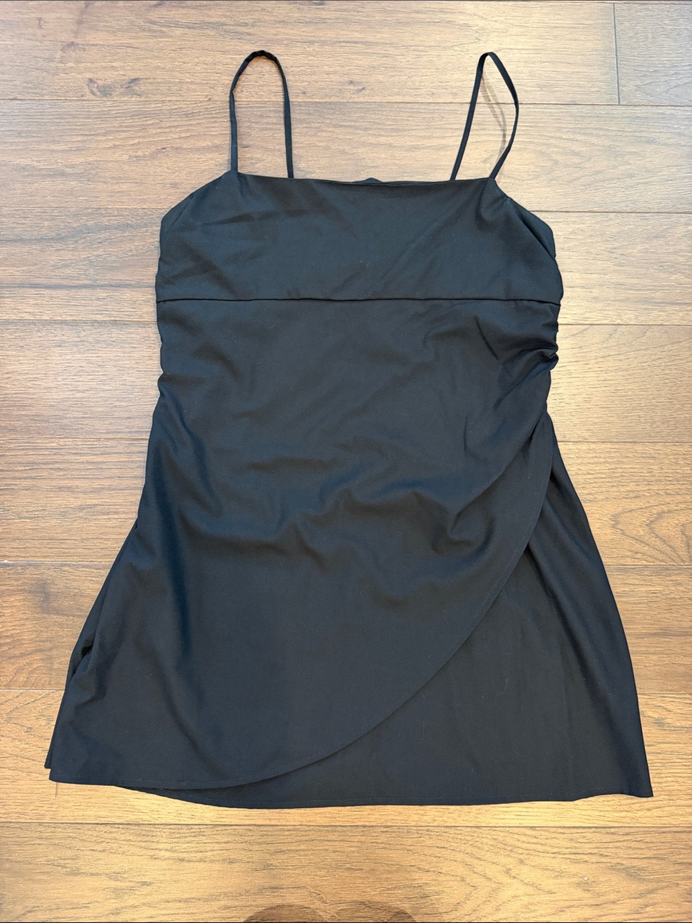 ZARA Woman Black Strappy Mini Dress Straight Neck Large - C30-109